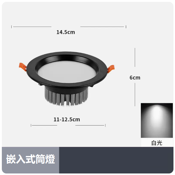 Popular ceiling light (12W white light_black shell_opening 11_12.5CM)