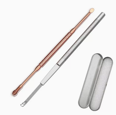 Hot Push Ear Picking Artifact Ear Picking Spoon Ear Picking Tool (Specifications: Adult Type, Cool Silver - 3 Sections + Spring Type)