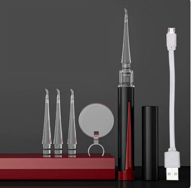 Hot Push Ear Picking Tool (Specifications: Rechargeable [Premium Model] Black and Red Ear Scoop + Ear Clip 2-in-1)