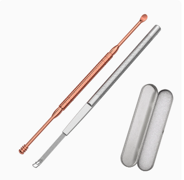 Hot Push Ear Picking Artifact Ear Picking Spoon Ear Picking Tool (Specifications: Adult Style, Cool Silver - 3 Sections + Double Headed Style)