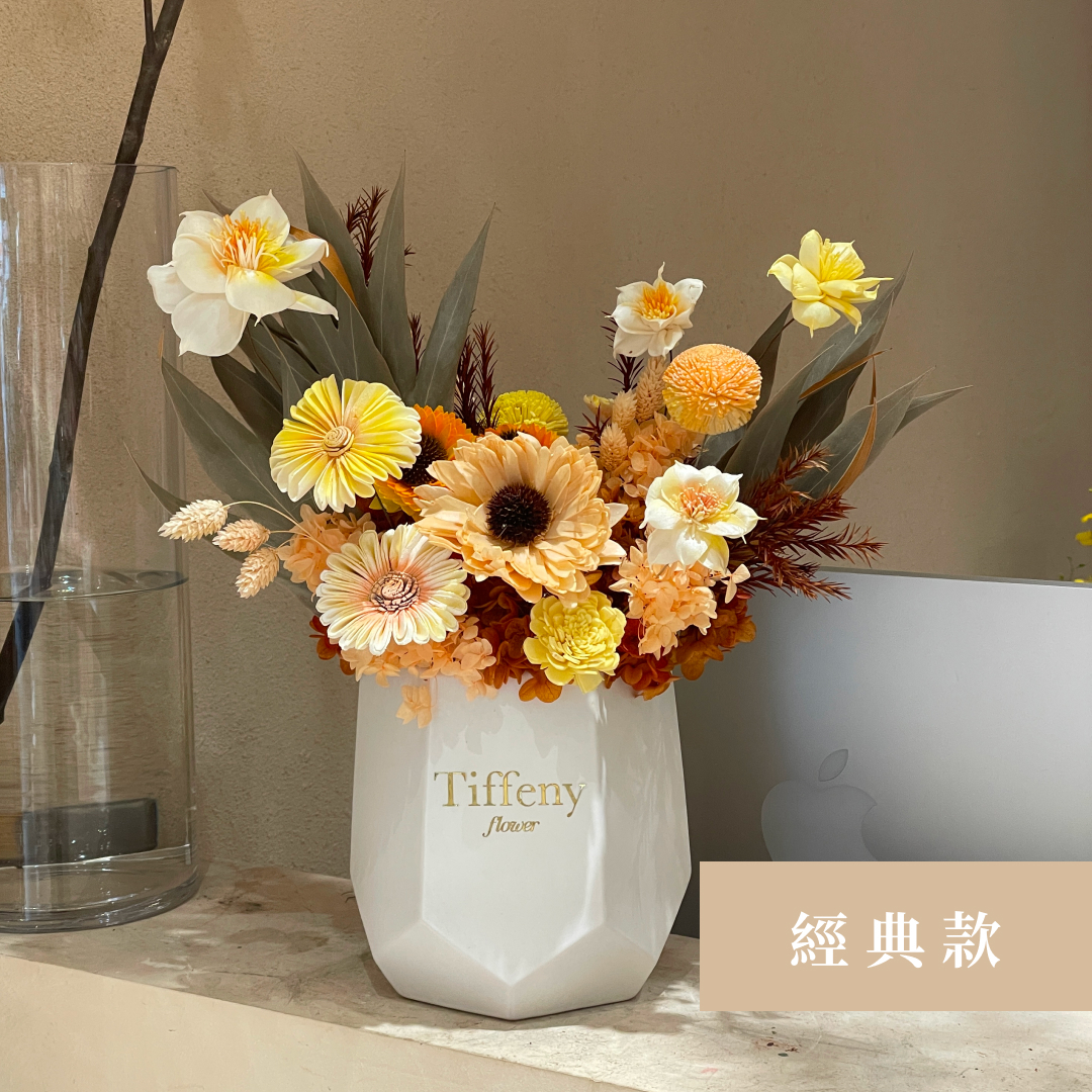 溫暖陽光 永生乾燥花盆花 開幕花禮