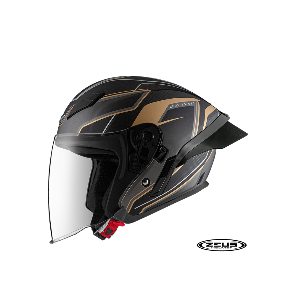 ZEUS 瑞獅 ZS-631 BS1 音速半罩式安全帽 消光黑金
