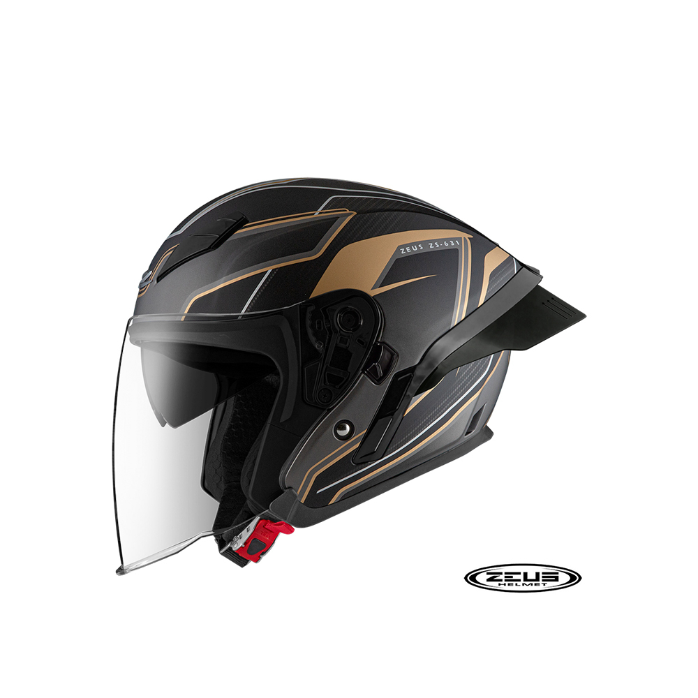 ZEUS 瑞獅 ZS-631 BS1 音速半罩式安全帽 消光黑金