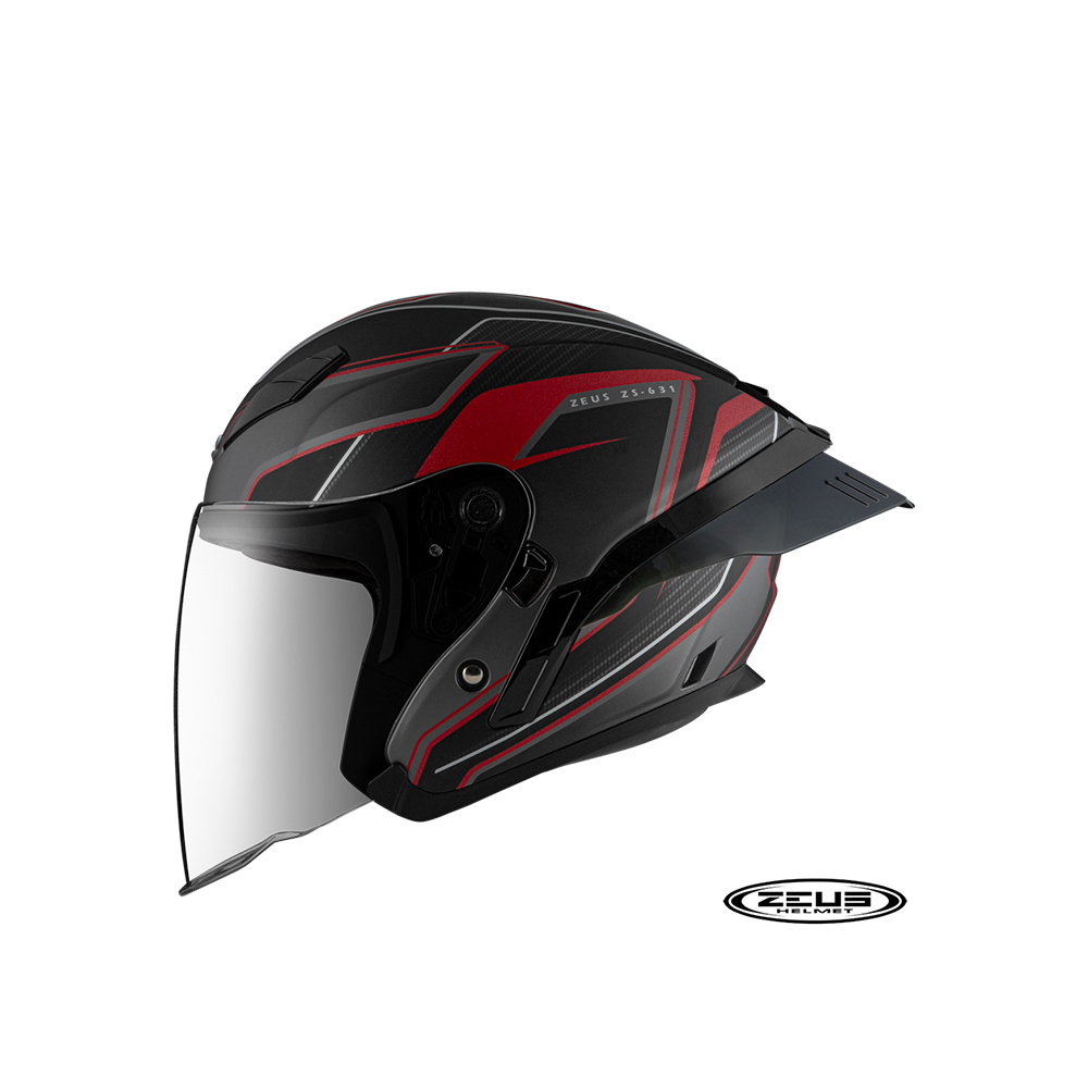 ZEUS 瑞獅 ZS-631 BS1 音速半罩式安全帽 消光黑紅