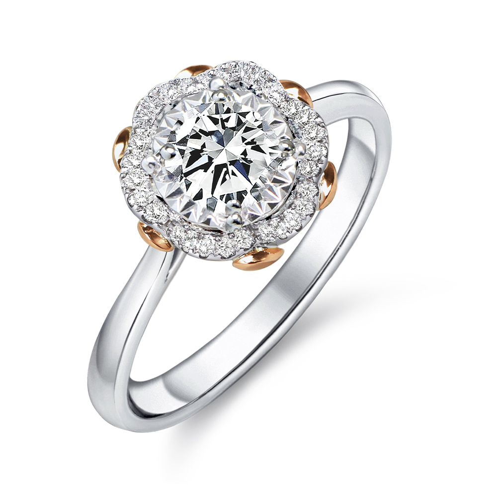 30分滿鑽花苞雙色鑽石戒指