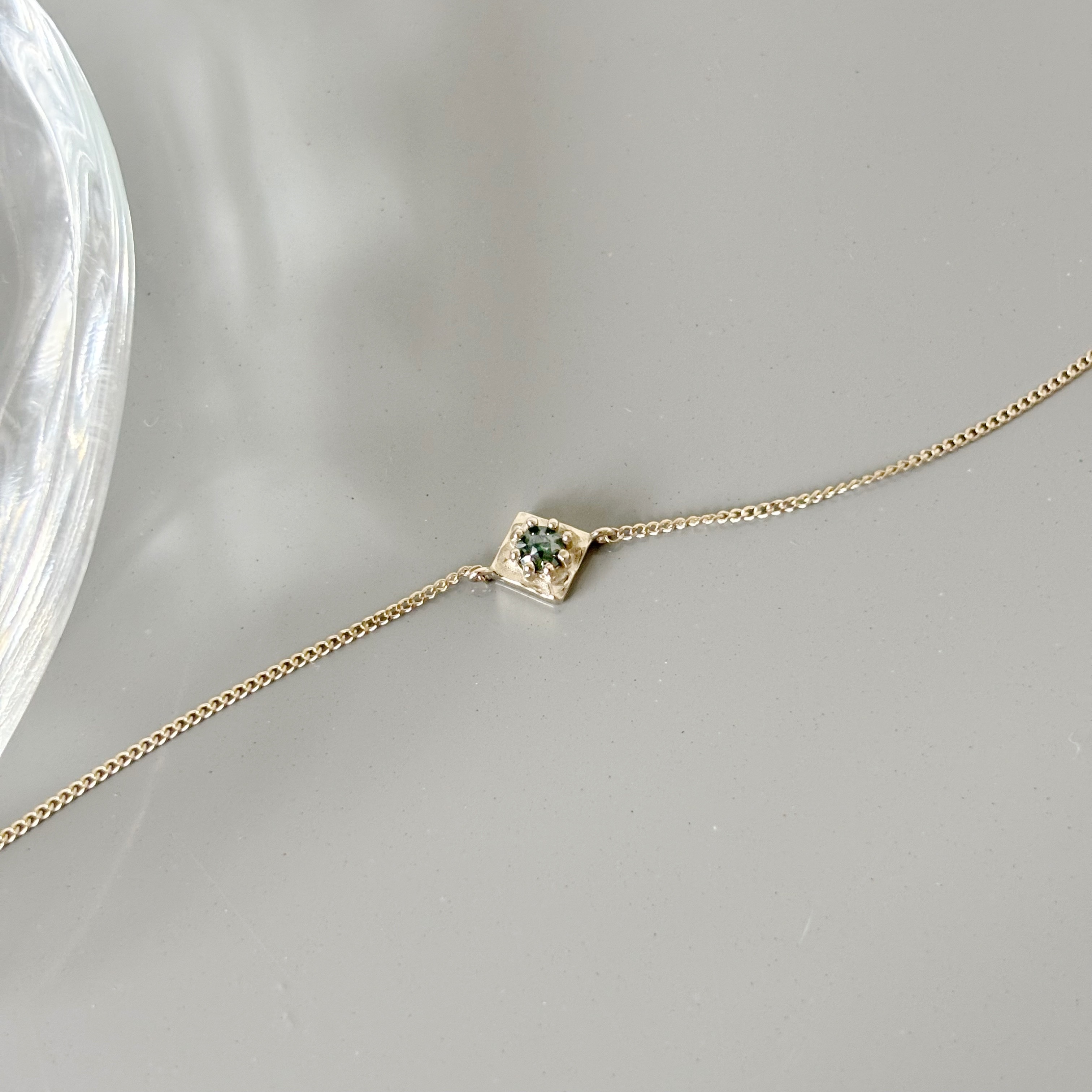 14K復古菱形藍鑽原礦手鍊