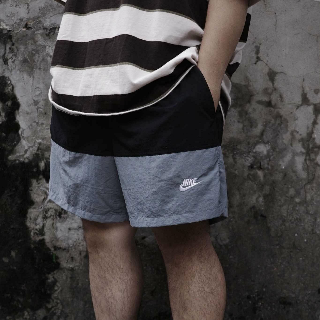 Nike NSW 尼龍拼接海灘褲 黑灰 （FB7812-010)