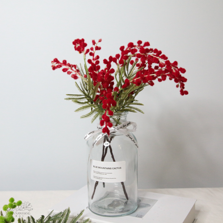 人造花 金合歡植絨 短款 3支入 4色