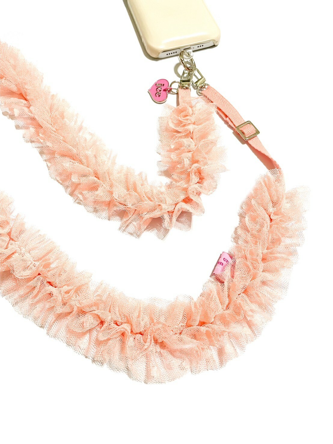 JCC 粉橘網紗蕾絲背帶