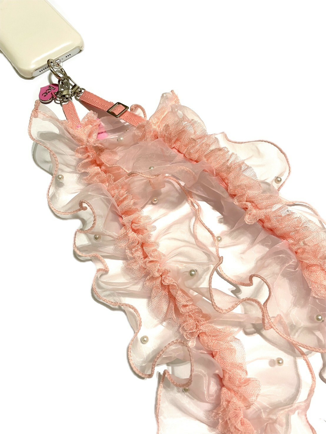 JCC 橘粉蕾絲木耳邊背帶