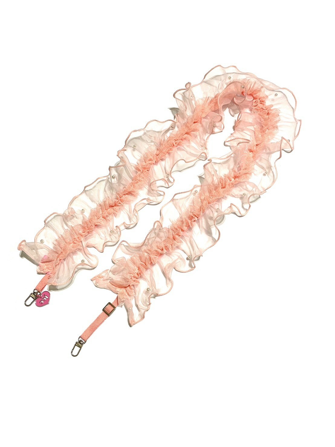 JCC 橘粉蕾絲木耳邊背帶