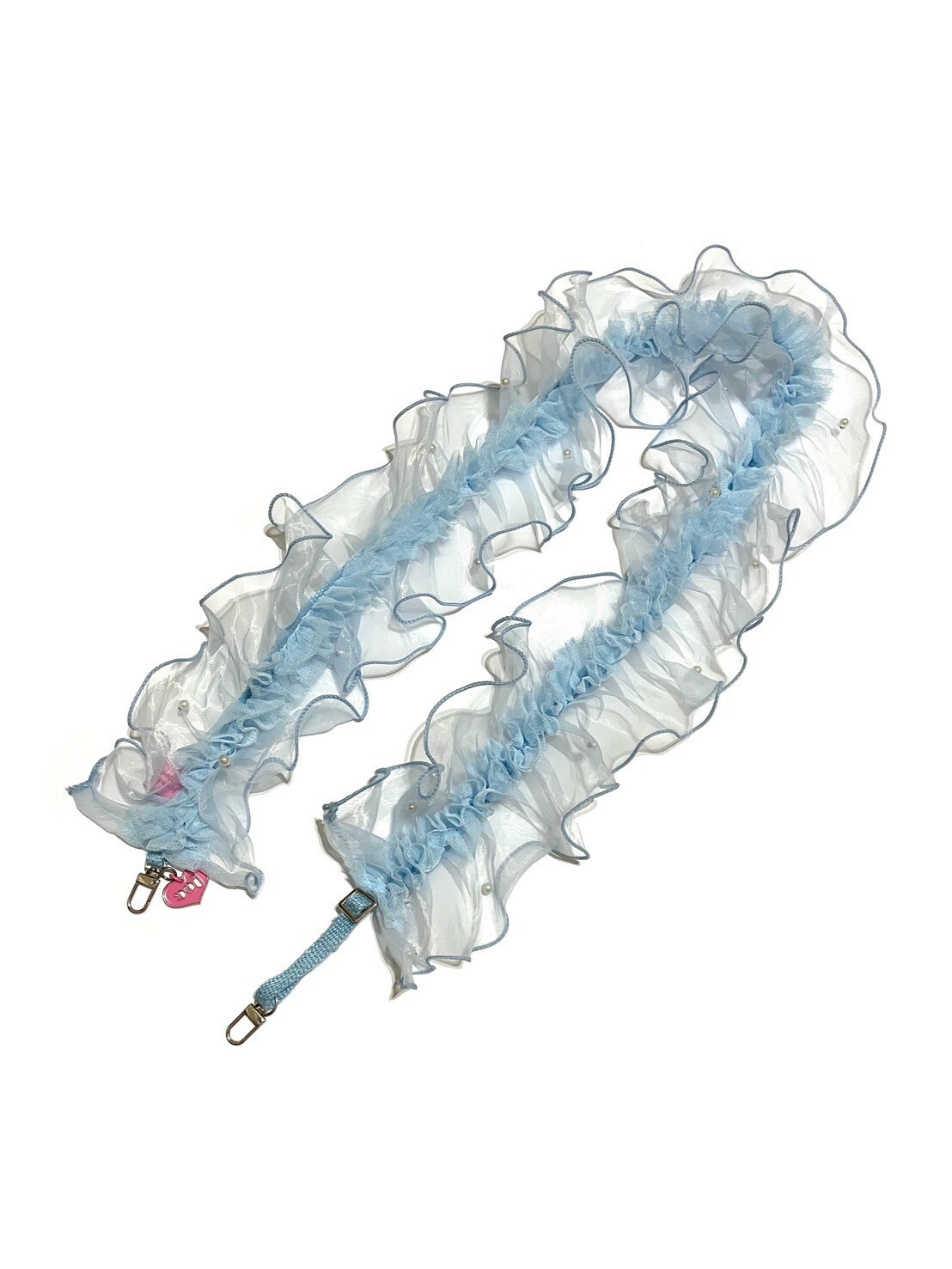 JCC 天藍蕾絲木耳邊背帶