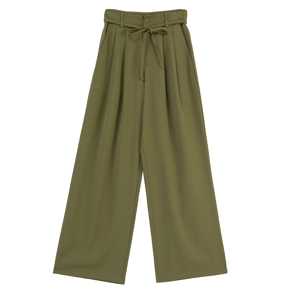 Plain suit trousers with textured strap design-Green【04030446】in stock+pre-order