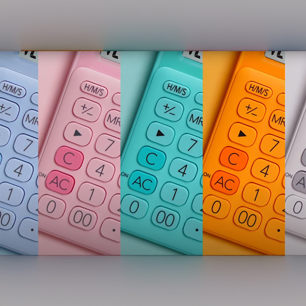 【CASIO 計算機】SL-1001SC 馬卡龍多色  少女粉嫩 繽紛 超大顯示螢幕 12位 圓角 迷你桌上型計算機