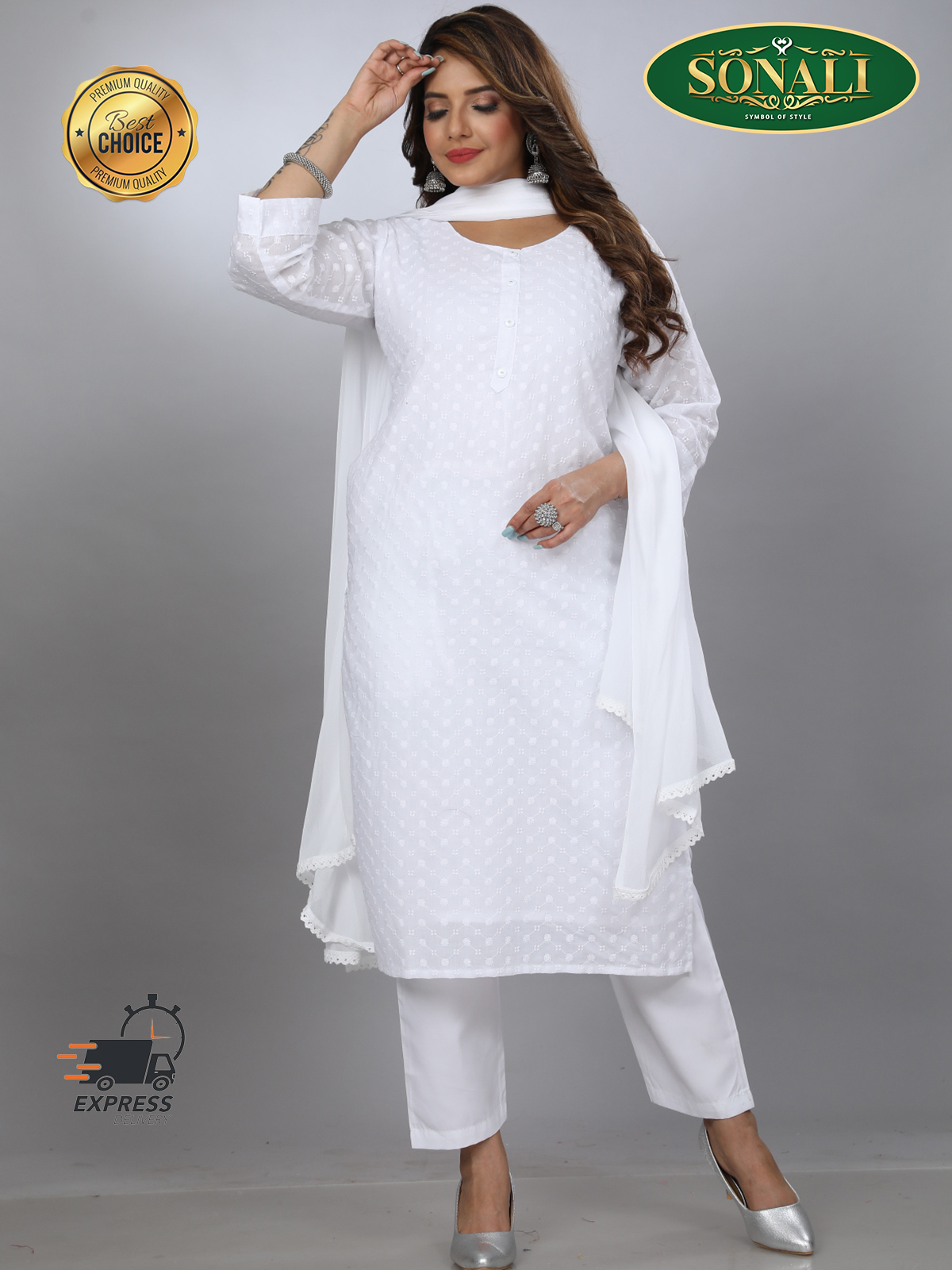 [READY STOCK] Sonali Premier Quality Women's Punjabi Suits / Women's Kurti Set Indian Tradition Women's Set - Q1905
