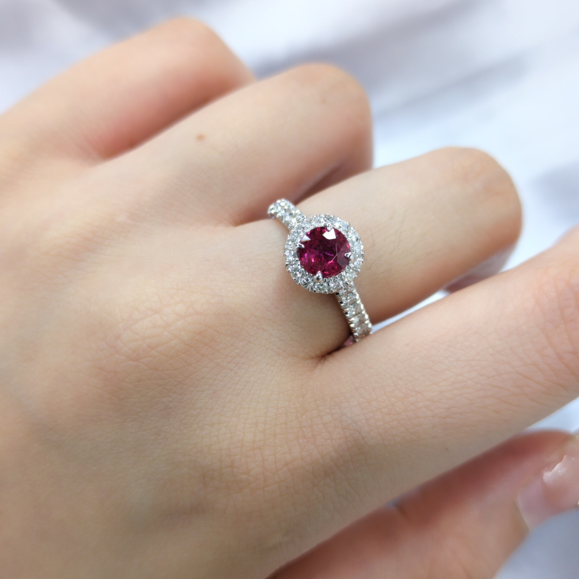 18K White Gold 0.69ct Ruby and Diamond Ring