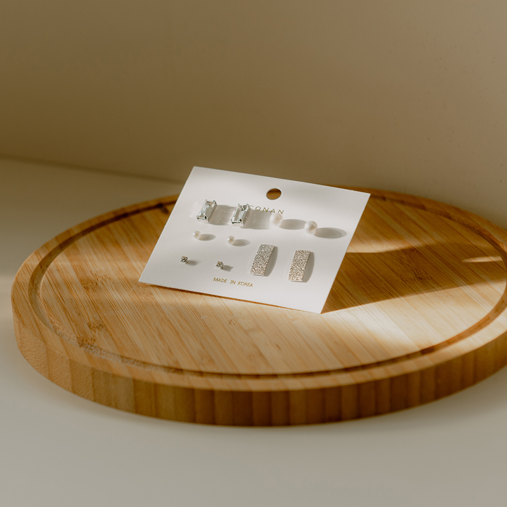 Temperament Rhinestone Gemstone Pearl Earrings Set【07030877】in stock+pre-order