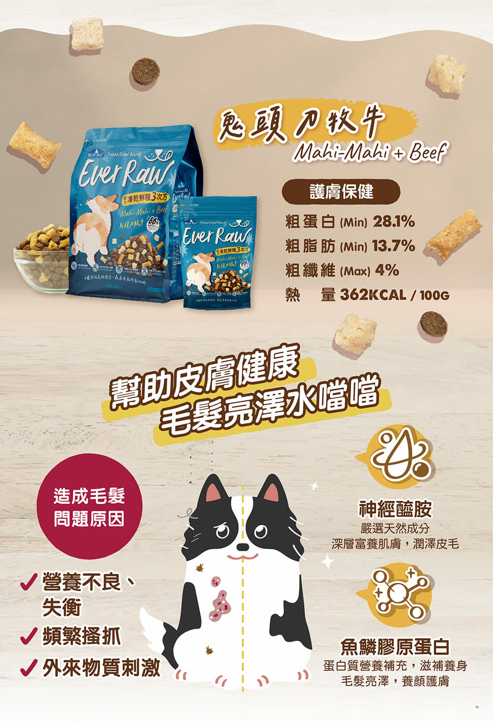 鬼頭刀牧牛,皮膚保建,皮膚毛髮水噹噹