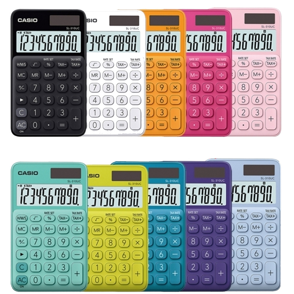 【CASIO 計算機】SL-310UC 馬卡龍多色  少女粉嫩 繽紛 超大顯示螢幕 10位 圓角 桌上型計算機