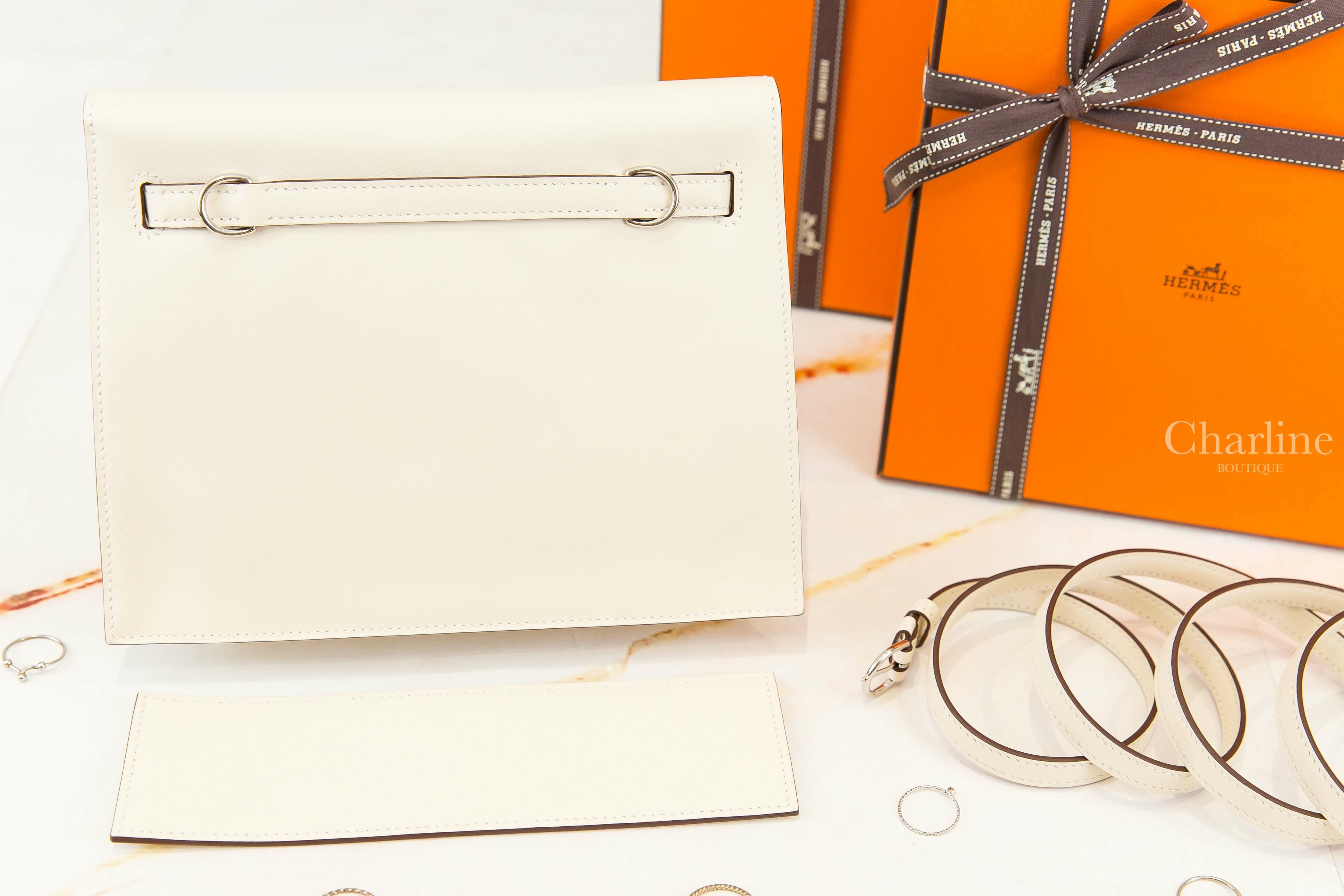 Hermès Kelly Danse I2 Nata Swift 奶油白銀釦多用途凱莉包-Charline Boutique 精品代購
