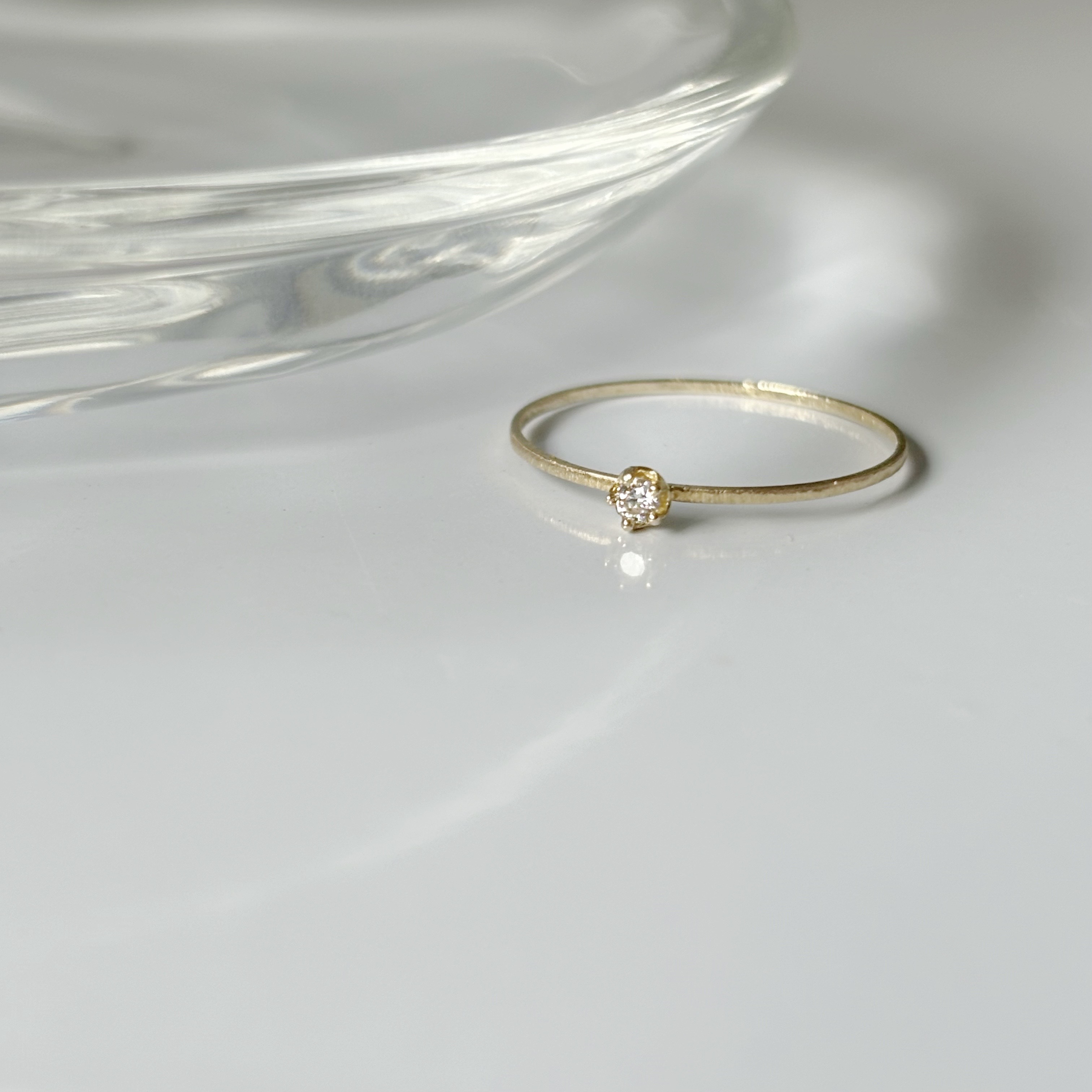 14K小五爪真鑽星砂細戒