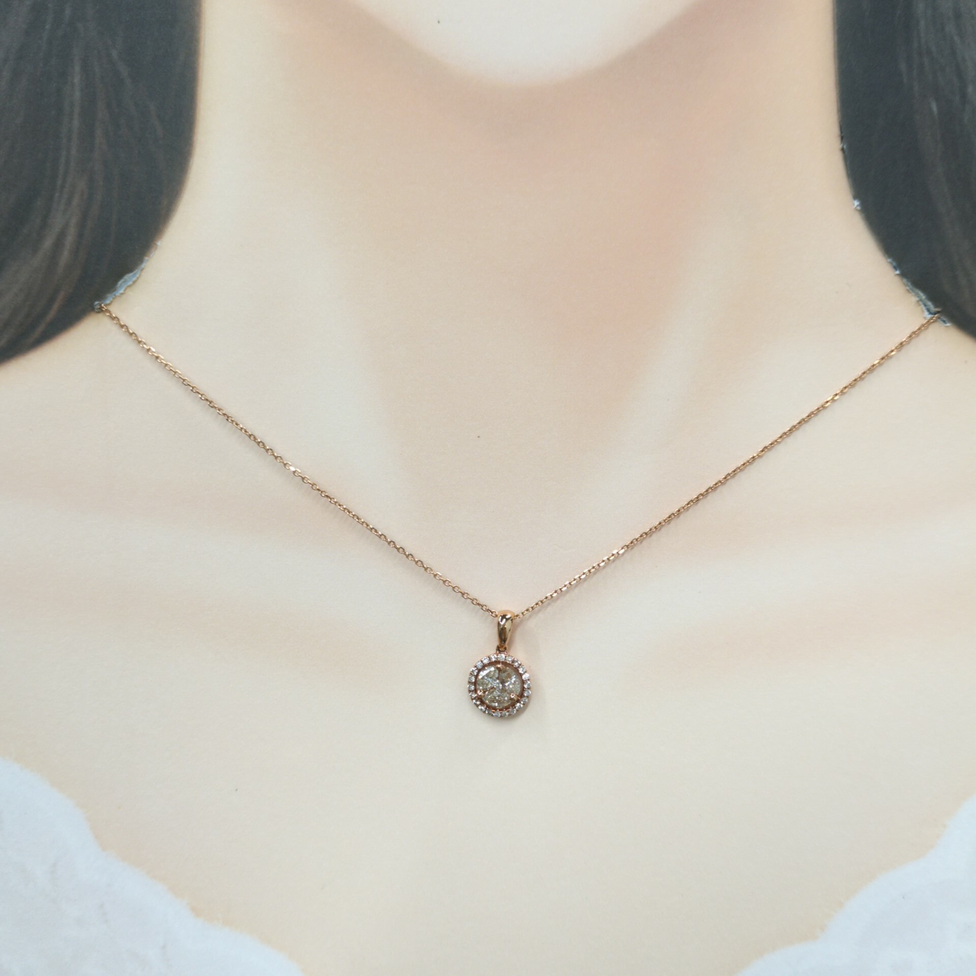 全新18K玫瑰金79份鑽石吊墜