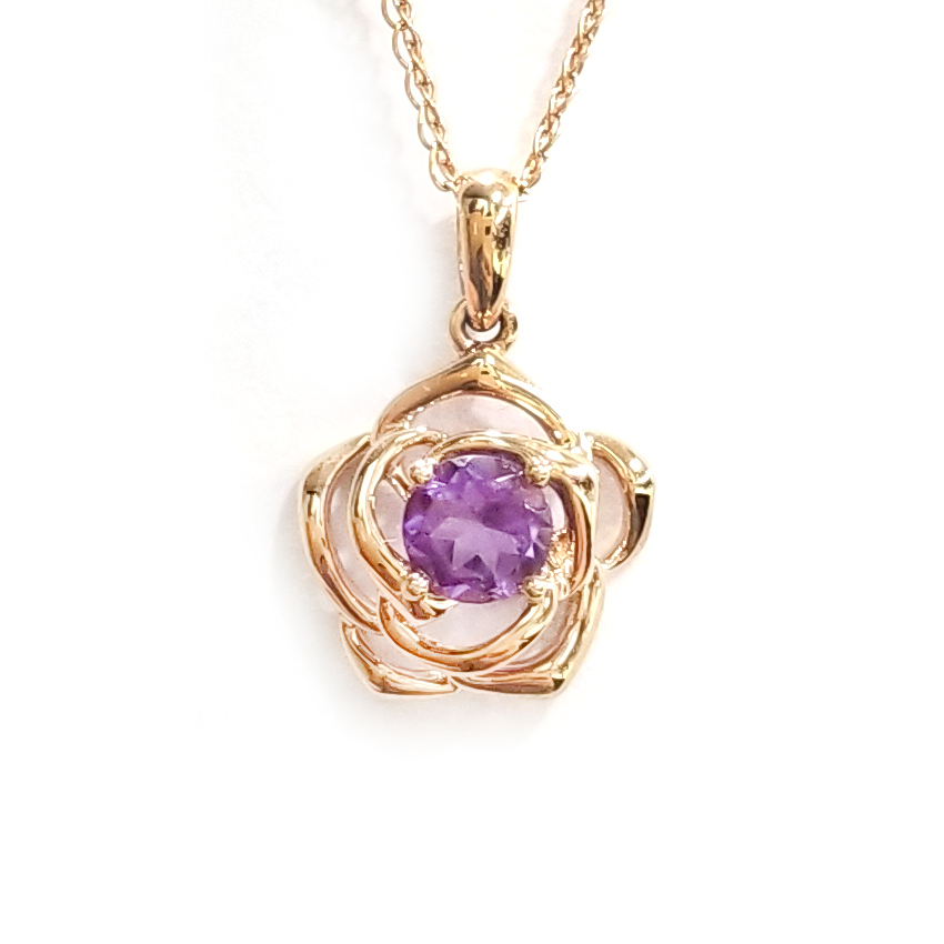 18K玫瑰金紫晶吊墜