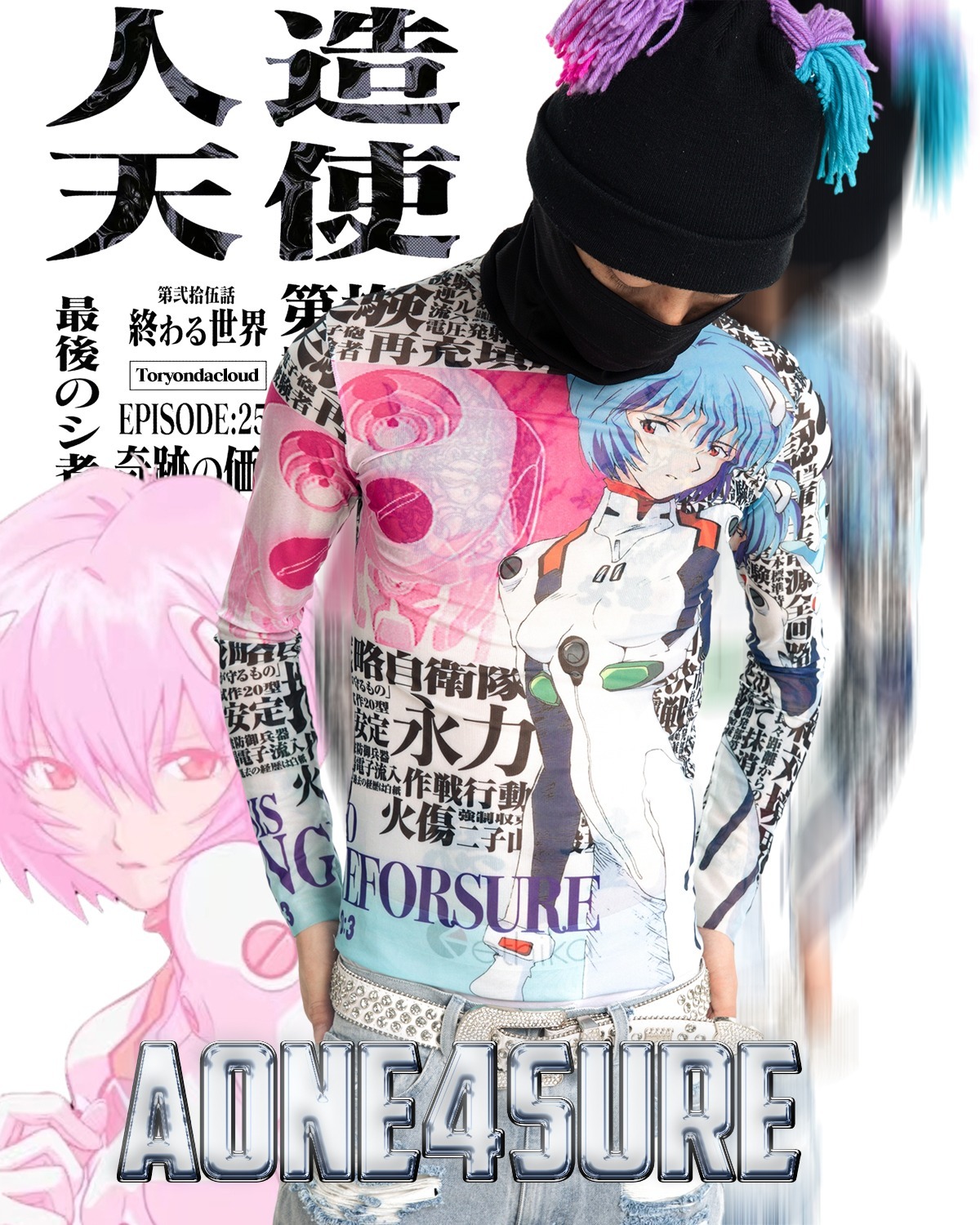 Aone4sure EVA聯名 網紗緊身 長袖T恤