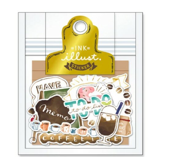 Mind Wave Ink Illustration Sticker Flake Pack - Coffee