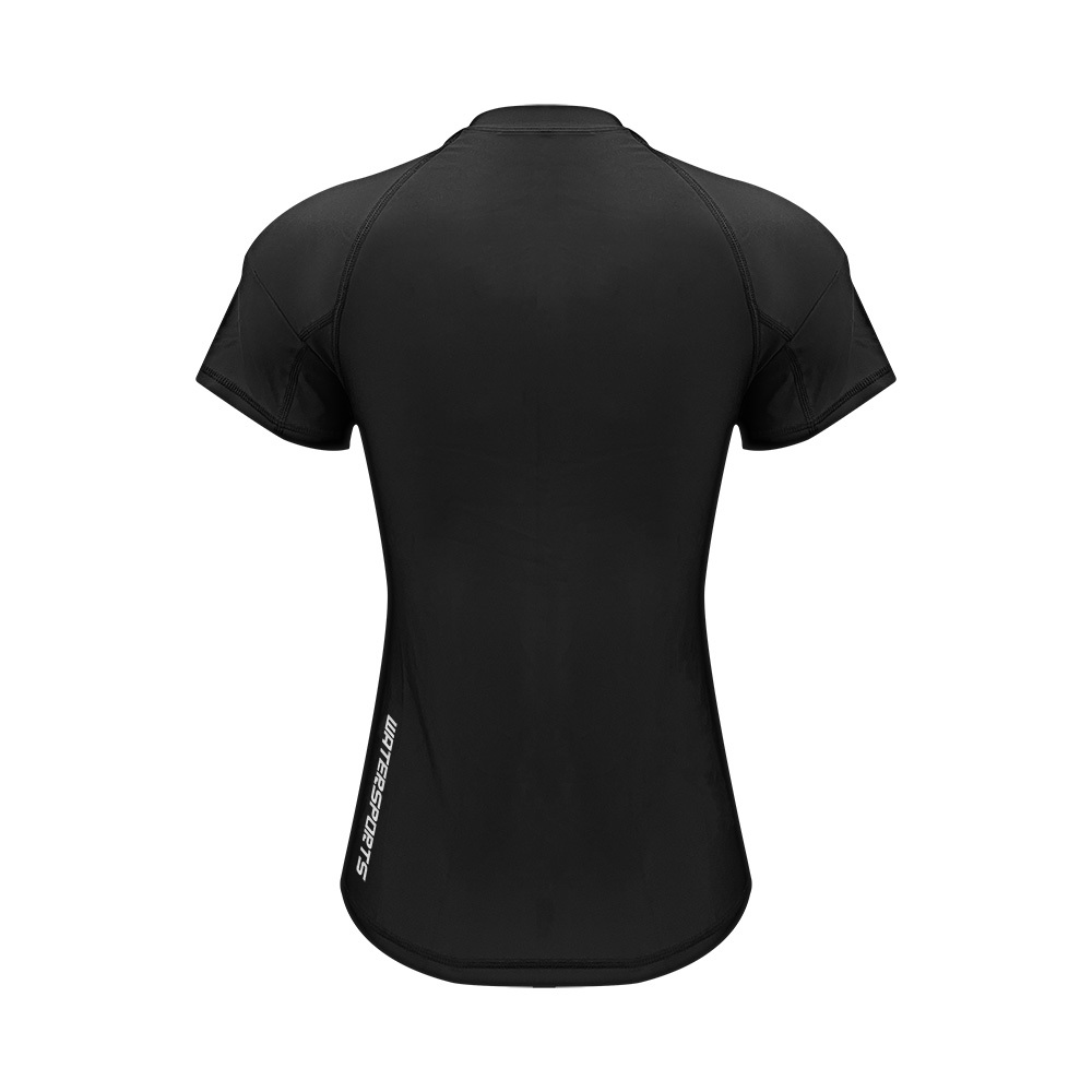 女士短袖游泳防曬夾克內襯運動內衣 - 黑