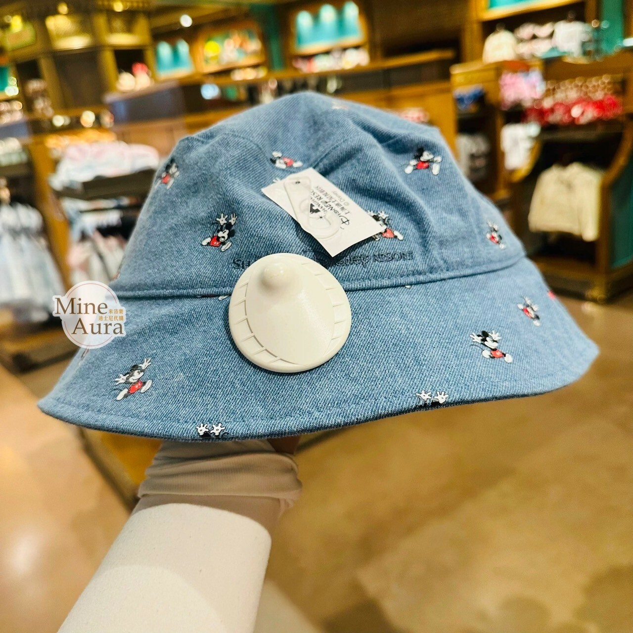 米奇 Mickey 牛仔系列 滿版跑步圖案 漁夫帽 帽子 -上海迪士尼樂園