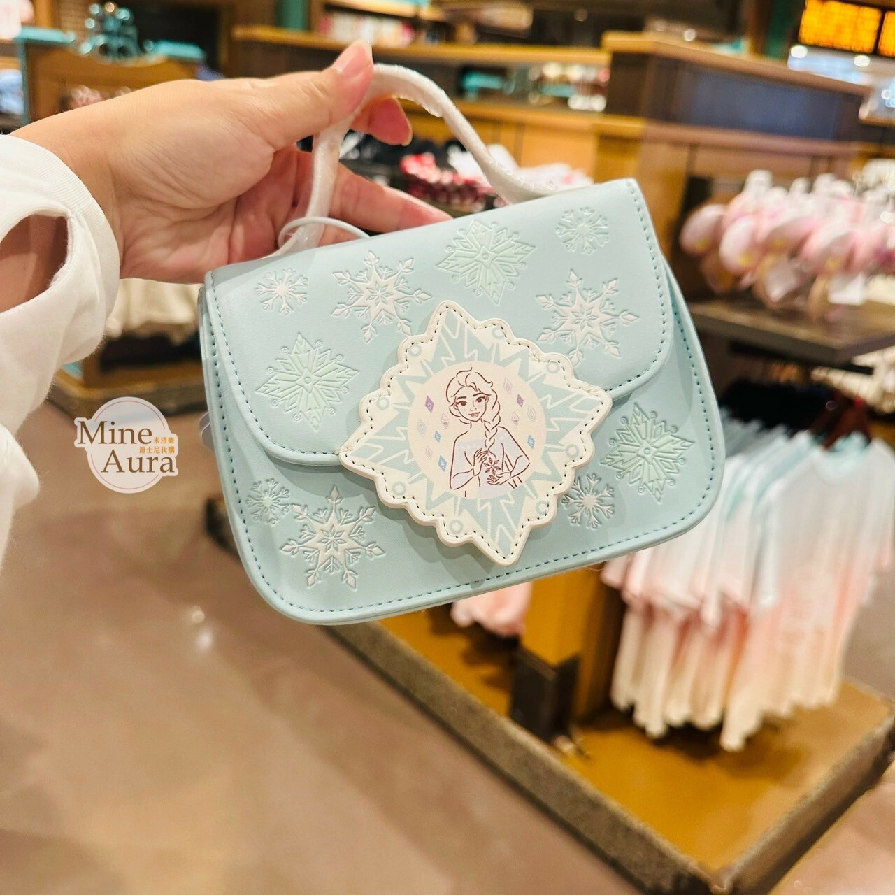 艾莎 Elsa 雪花 壓紋設計 手提 小包 冰雪奇緣 Frozen -上海迪士尼樂園