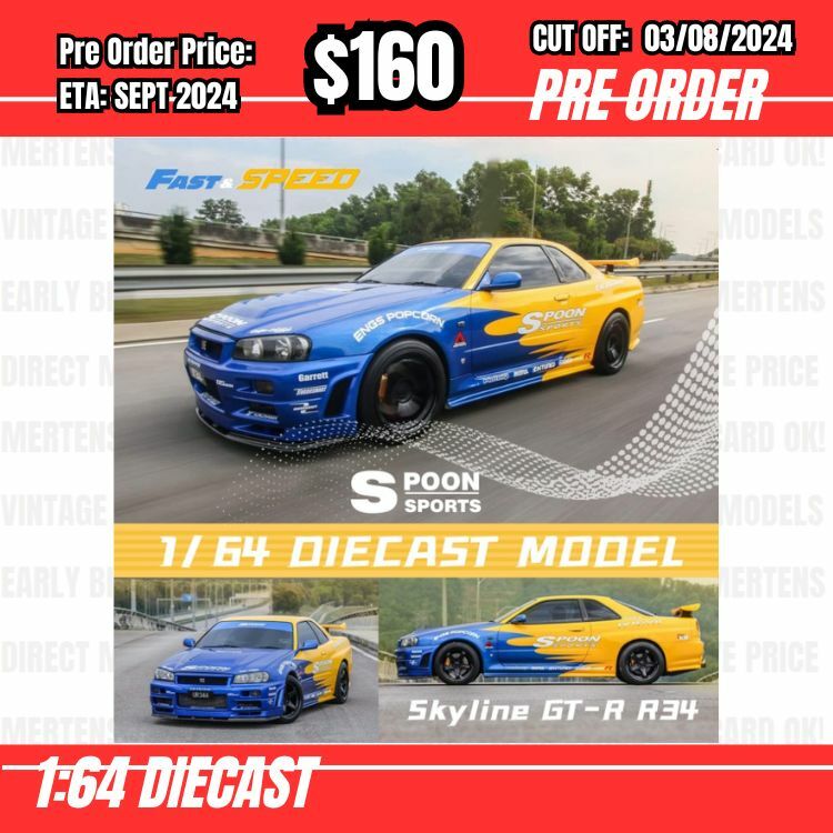 PO-$160 * Fast Speed * 1:64 Nissan Skyline GTR R34 Spoon [OD28/07]