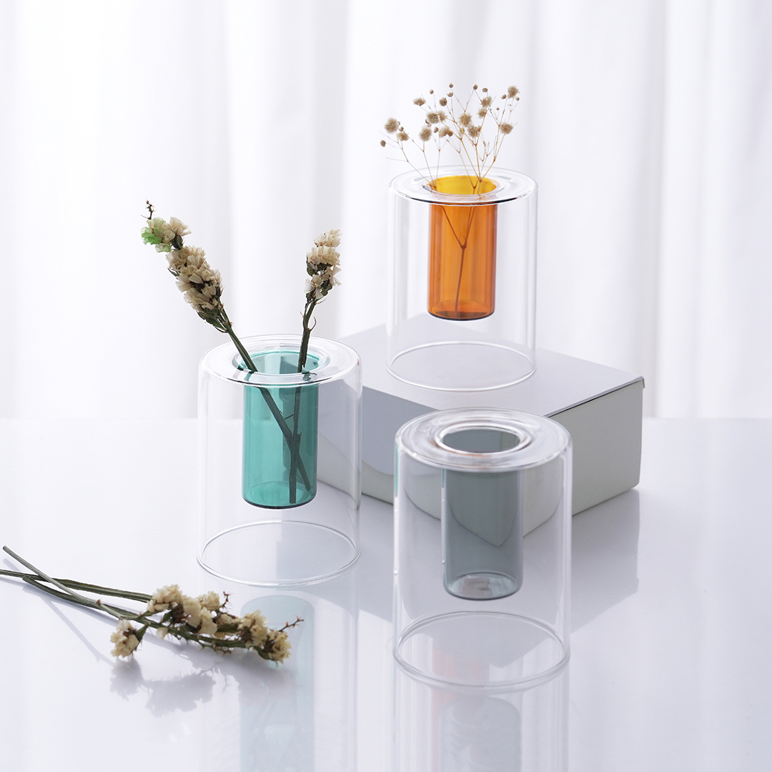 雙層玻璃花瓶/圓筒型