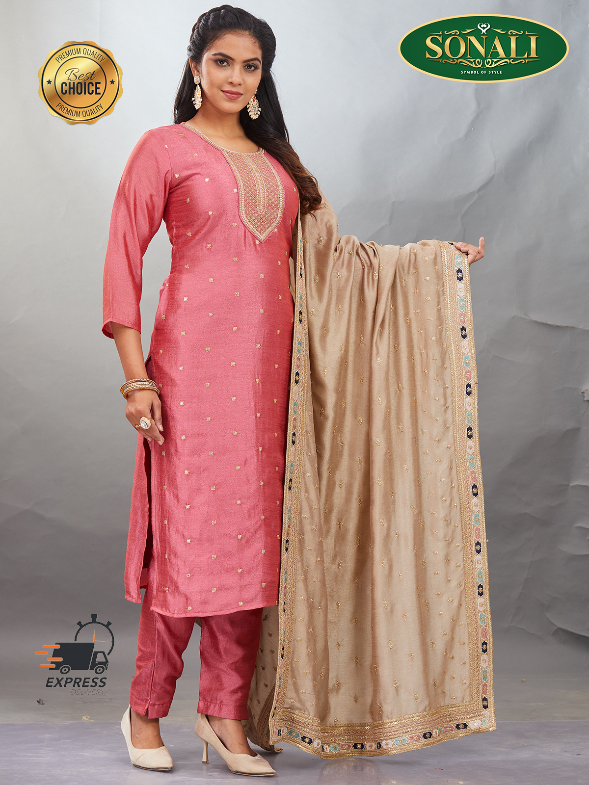 [READY STOCK] Sonali Premier Quality Women's Punjabi Suits / Women's Kurti Set Indian Tradition Women's Set - Q1911