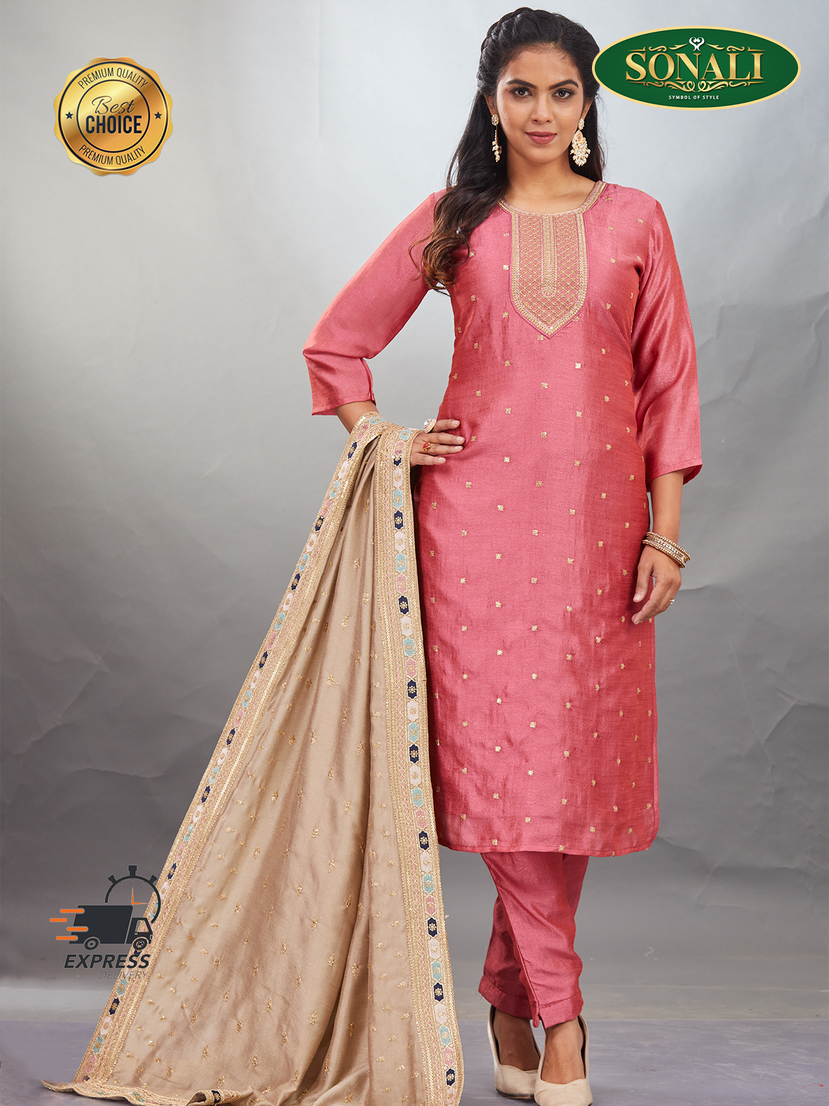 [READY STOCK] Sonali Premier Quality Women's Punjabi Suits / Women's Kurti Set Indian Tradition Women's Set - Q1911