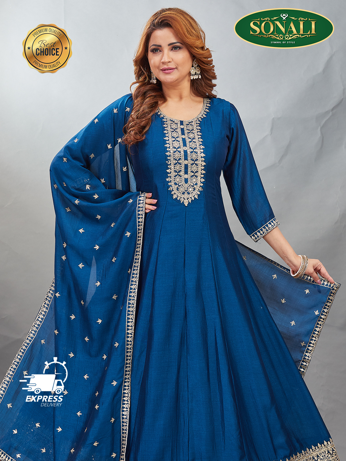 [READY STOCK] Sonali Premier Quality Women's Punjabi Suits / Women's Kurti Set Indian Tradition Women's Set - Q1919