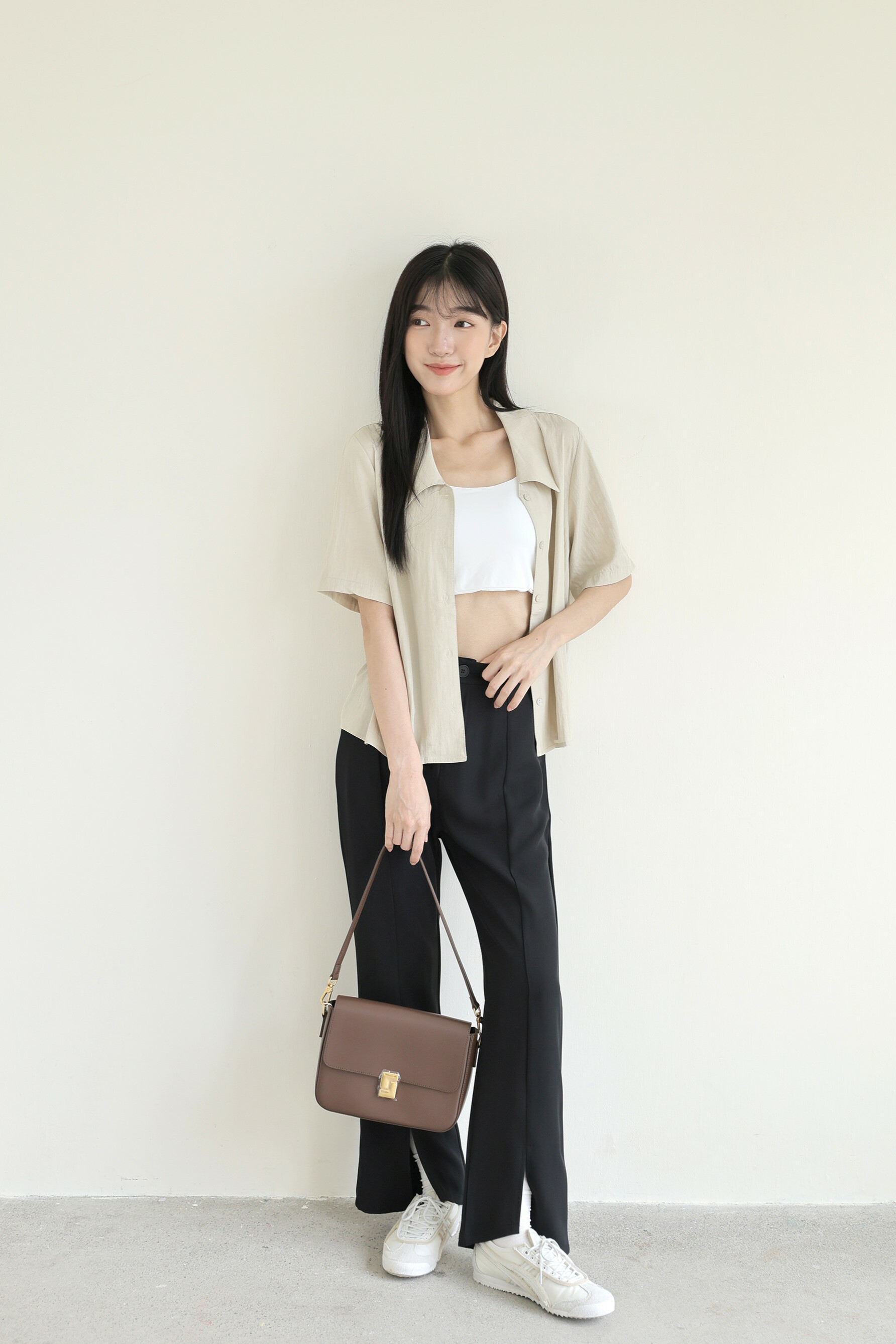 輕奢金釦真皮小方包8016