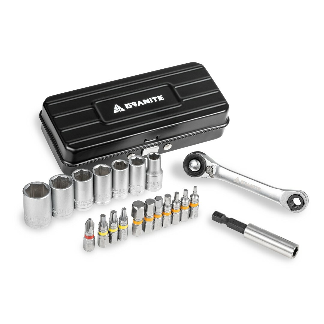 Granite 「二重奏」 棘輪扳手工具組(金屬盒裝版)