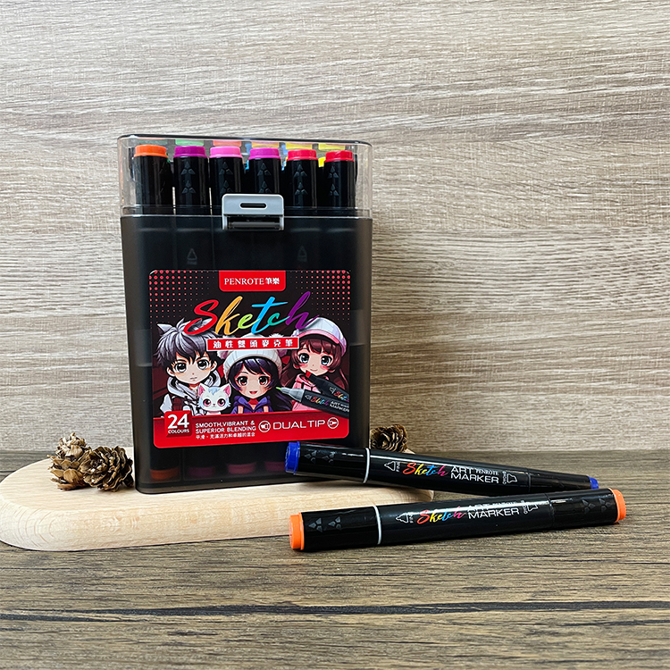 【PENROTE筆樂】 Sketch24色油性雙頭麥克筆