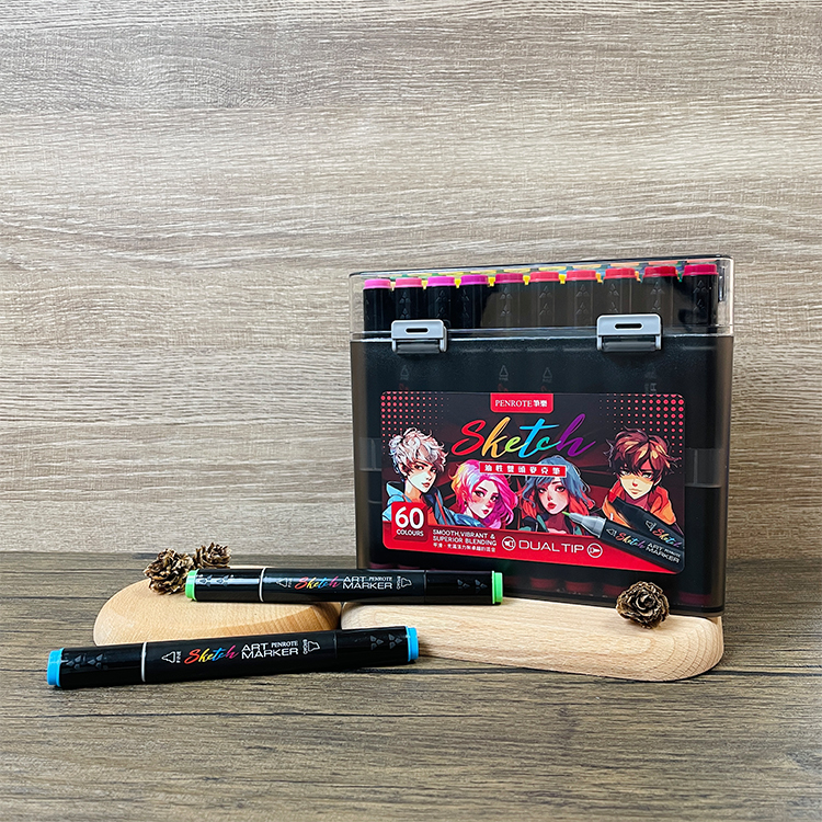 【PENROTE筆樂】 Sketch60色油性雙頭麥克筆