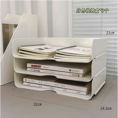 Hot-recommended desk workstation rack (white stacking storage box 3 pack)