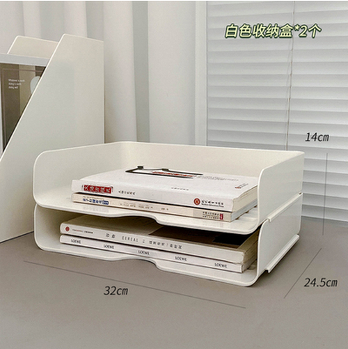 Hot-recommended desk workstation rack (white stacking storage box 2 pack)