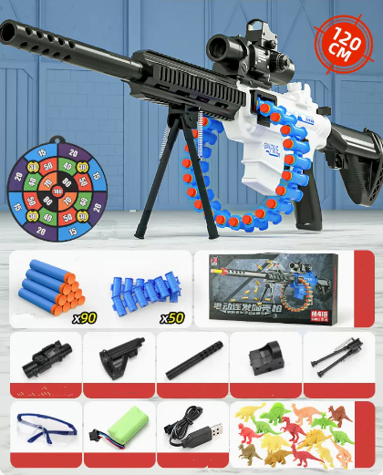 Hot Push Electric Repeating Soft Bullet Gun (White) (Specification: 120*20*6CM)