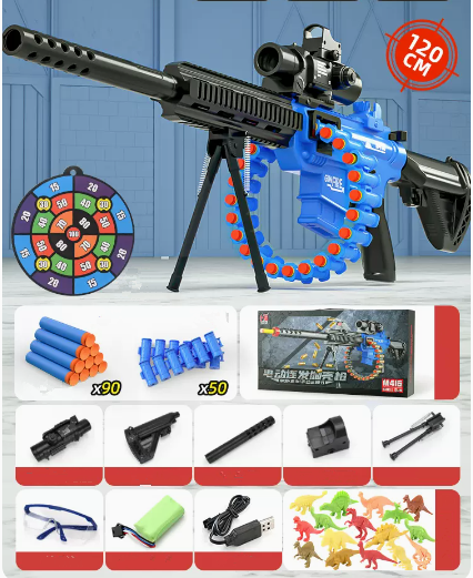 Hot Push Electric Repeating Soft Bullet Gun (Blue) (Specification: 120*20*6CM)