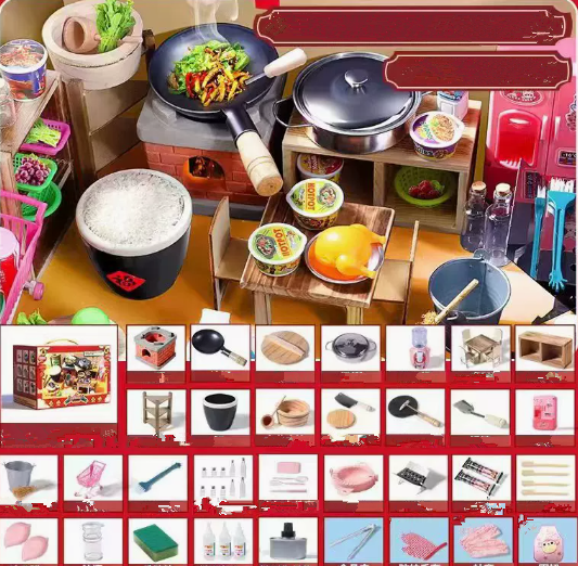 Hot recommendation: MINI Kitchen Real Cooking Complete Real Cooking Kitchenware Set (Three Pots Gift Box)
