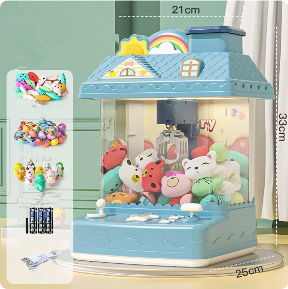 Popular cute cartoon doll machine (72-piece set of Prince's Cabin) (40 dolls + 20 gashapon + 10 tumbler + USB cable + battery) (Specification: 33*25*21CM)