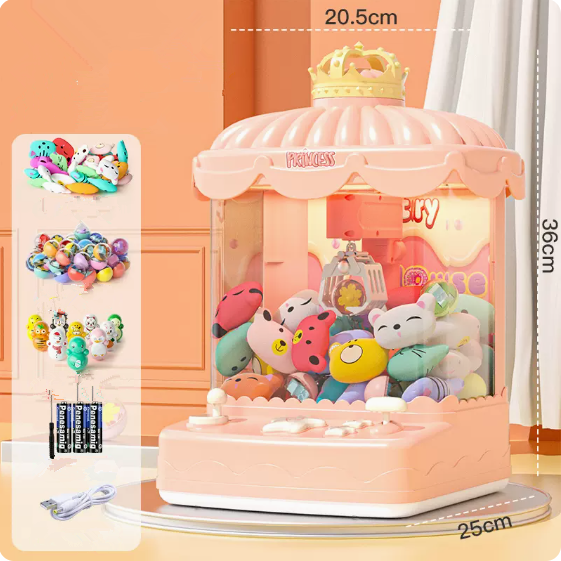 Popular cute cartoon doll machine (Princess Castle 72-piece set) (40 dolls + 20 gashapon + 10 tumbler + USB cable + battery) (Specification: 36*25*20.5CM)