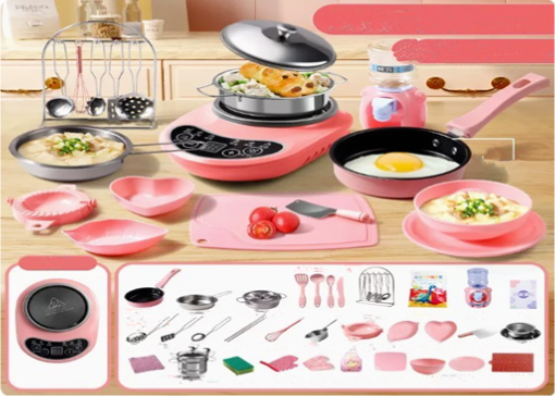 The popular MINI Kitchen Real Cooking Toy Set (Sakura Pink) (144-piece set)