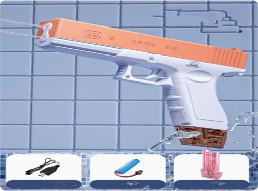 Popular electric double-hole water gun (pink) (magazine + battery + charging cable) (specification: 20.5*16.5*4CM)